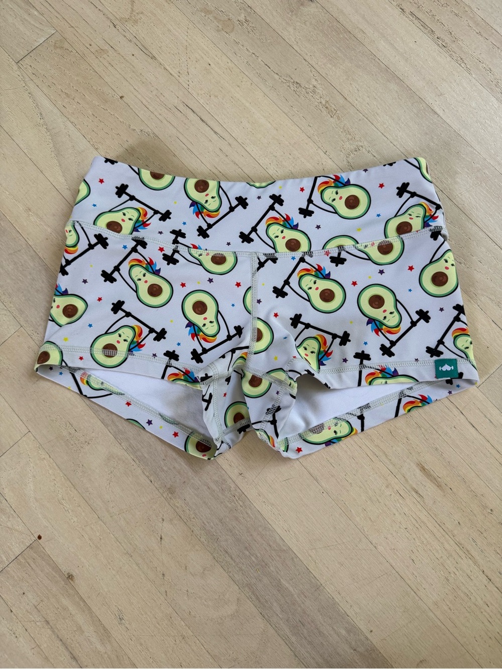 Women’s  Avocado Print Athletic Shorts - White